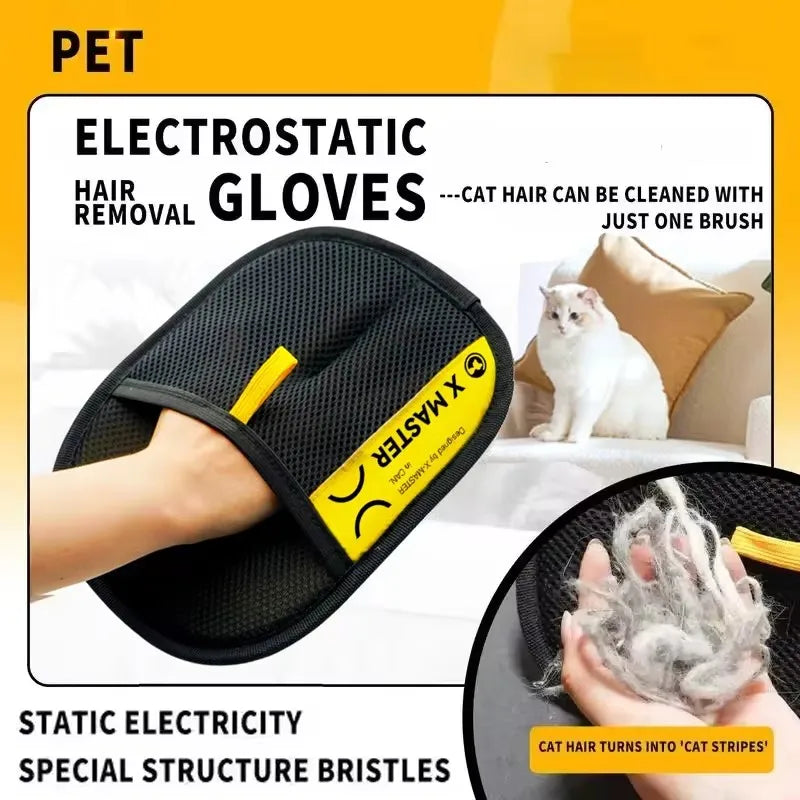 Pet Hair Remover Grooming Glove With 2-in-1 Lint Roller