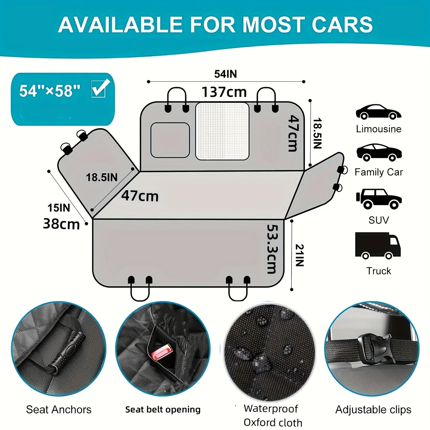 Waterproof Car Seat Hammock Cover For Pets
