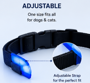 Coleira LED Recarga USB para Cães Antiperda Noturna