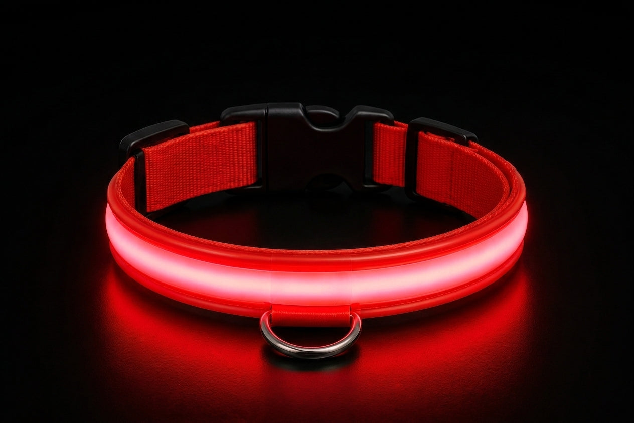 Coleira LED Recarga USB para Cães Antiperda Noturna