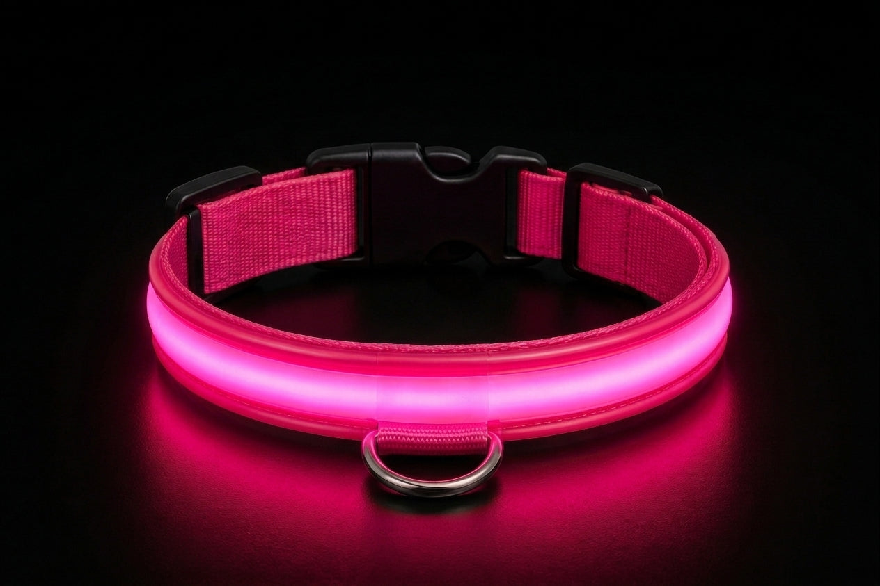 Coleira LED Recarga USB para Cães Antiperda Noturna