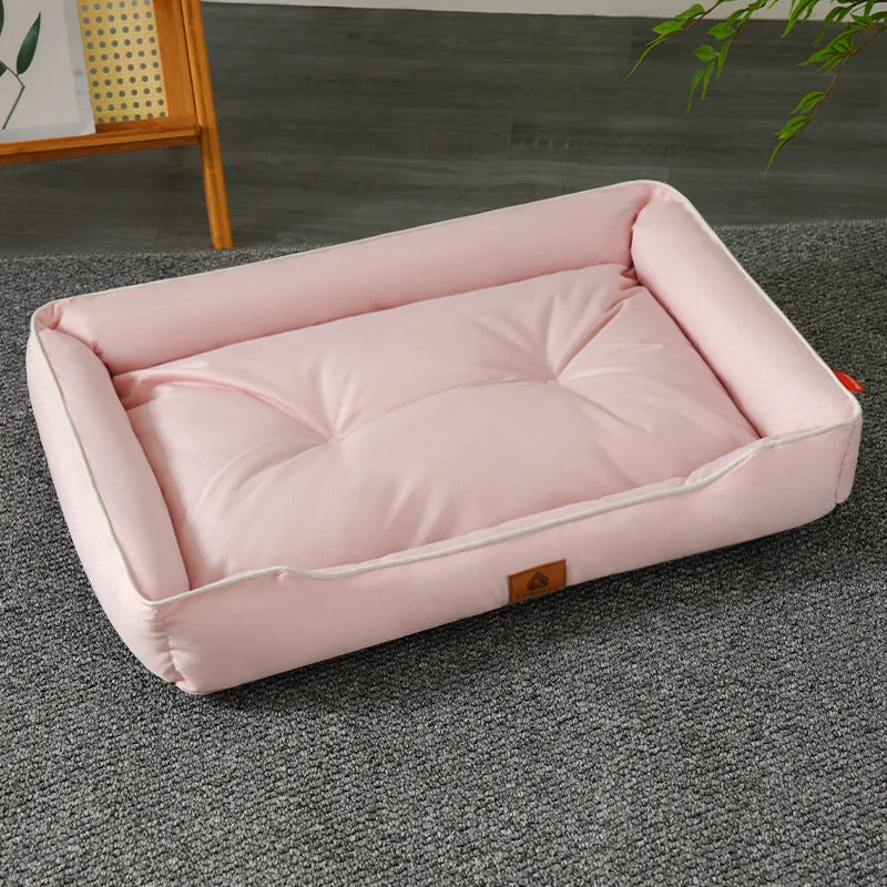 Square pink Color Corduroy Pet Sofa Bed – Cozy Cushion for Dogs and Cats