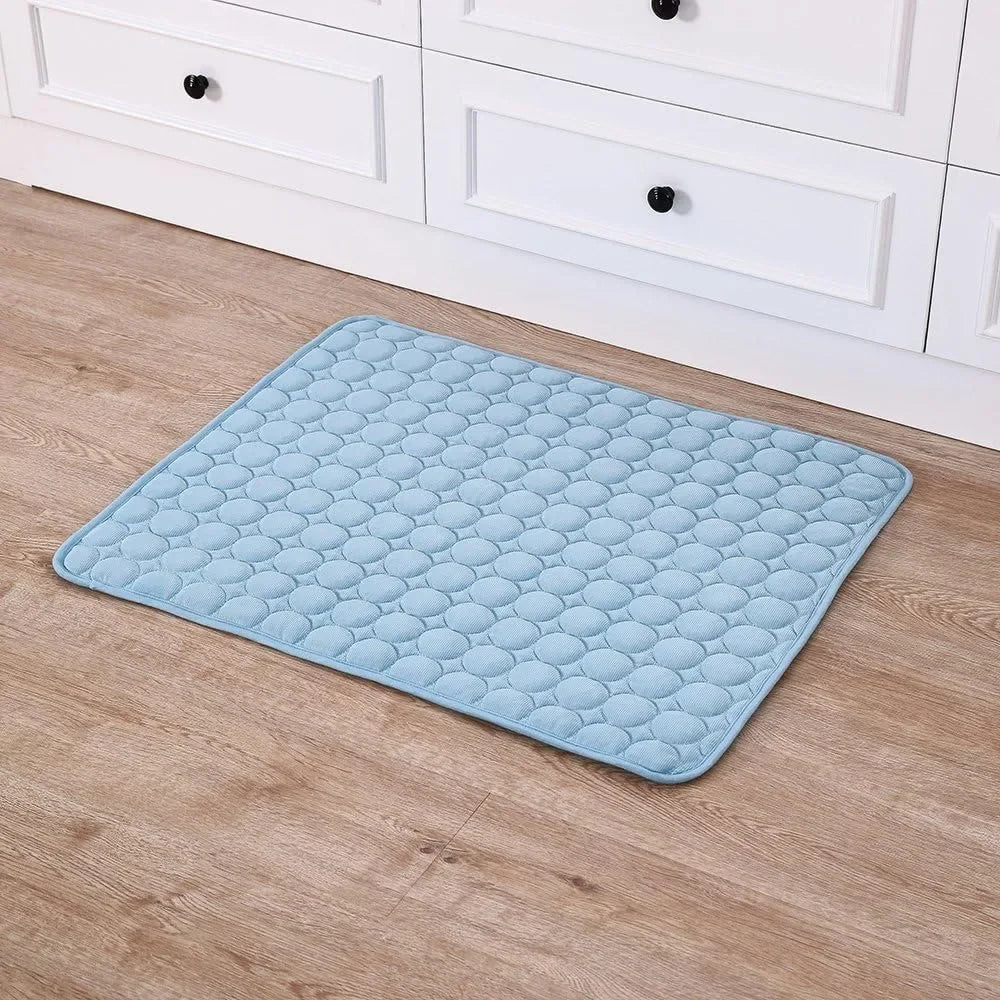 Summer Cooling Pet Mat Bed – Breathable Ice Silk Pad
