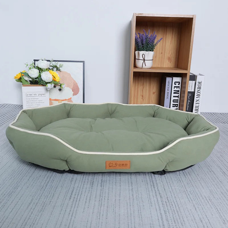 Green Color Corduroy Pet Sofa Bed – Cozy Cushion for Dogs and Cats