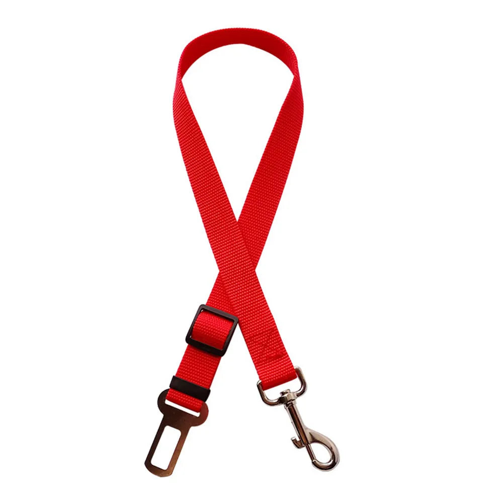 CWQY-4-Red Color Adjustable Dog Car Seat Belt – Reflective, Shock-Absorbing
