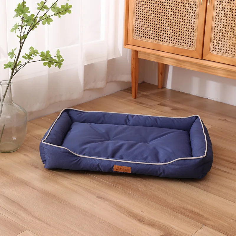 Square blue Color Corduroy Pet Sofa Bed – Cozy Cushion for Dogs and Cats