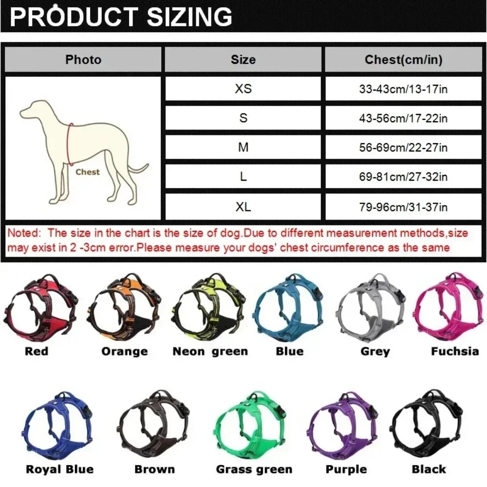 Reflective Adjustable Dog Harness Vest – Breathable Nylon