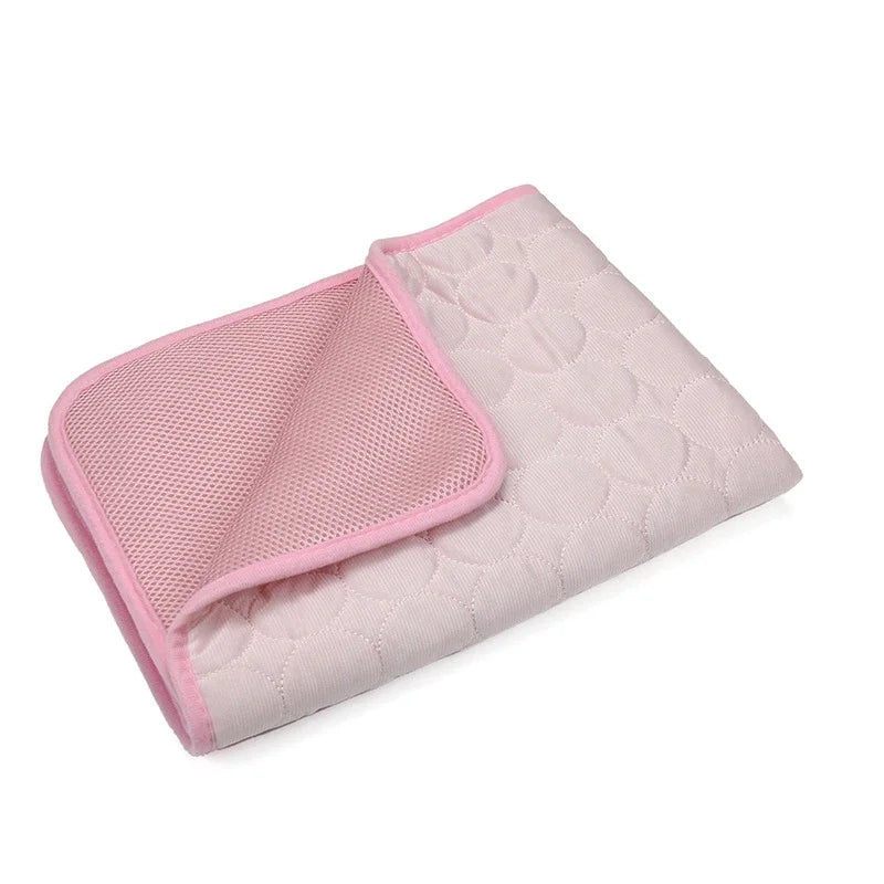 Pink Color Summer Cooling Pet Mat Bed – Breathable Ice Silk Pad