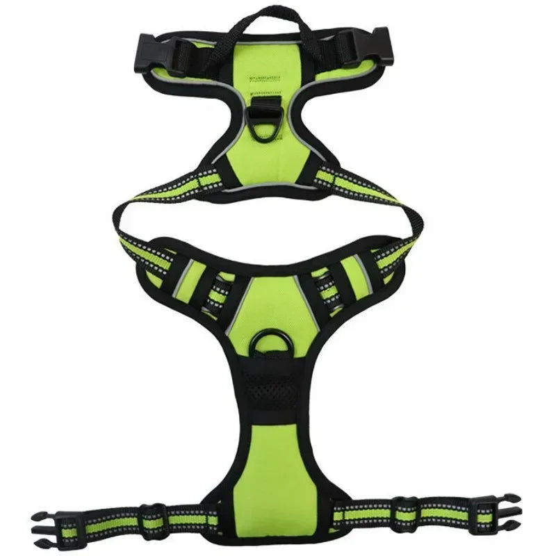 Green Color Reflective Adjustable Dog Harness Vest – Breathable Nylon