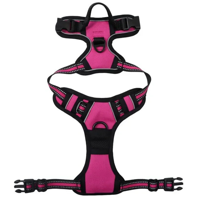 Rose Color Reflective Adjustable Dog Harness Vest – Breathable Nylon