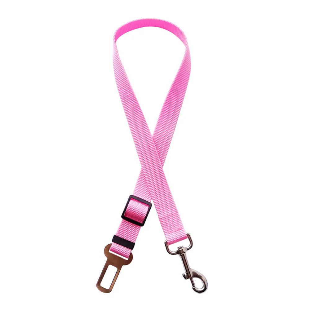 CWQY-4-Pink Color Adjustable Dog Car Seat Belt – Reflective, Shock-Absorbing