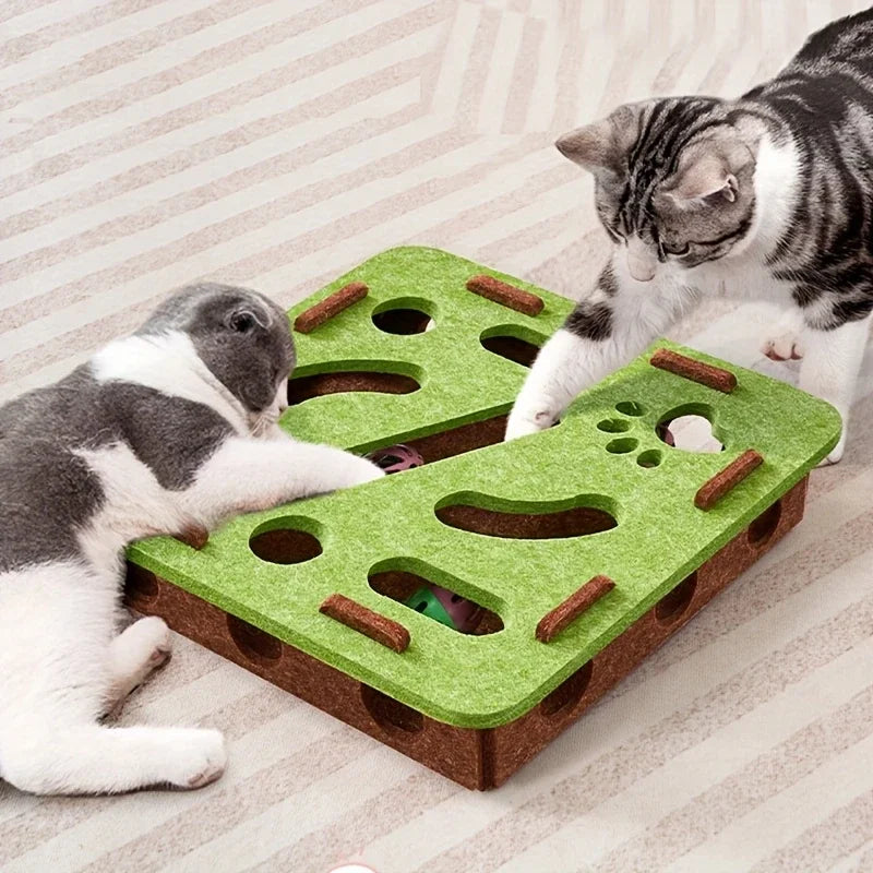 Interactive Felt Cat Puzzle Box Toy With Tunnel Maze