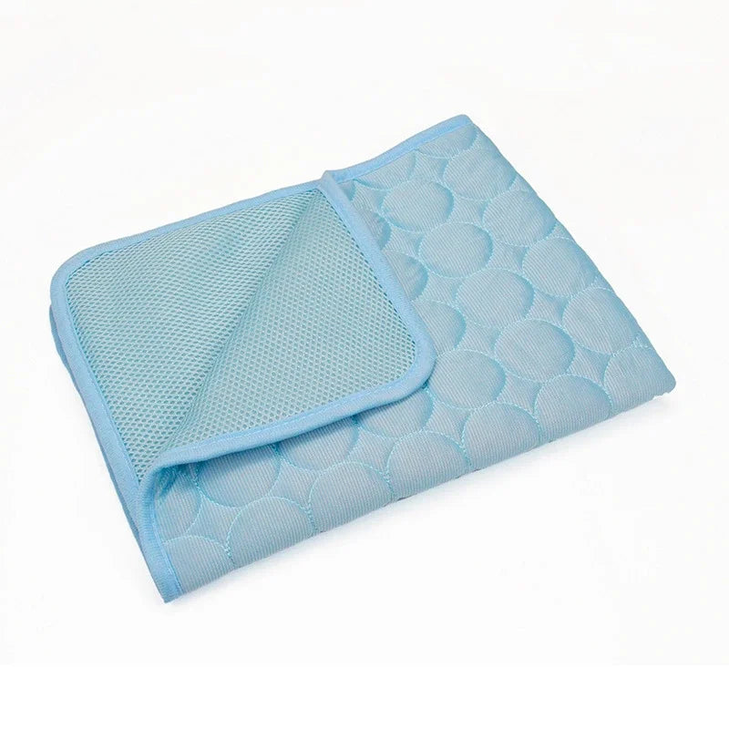 Light Cyan Color Summer Cooling Pet Mat Bed – Breathable Ice Silk Pad
