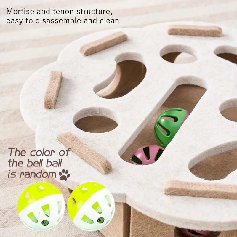 Interactive Felt Cat Puzzle Box Toy With Tunnel Maze