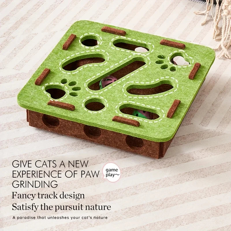 Interactive Felt Cat Puzzle Box Toy With Tunnel Maze