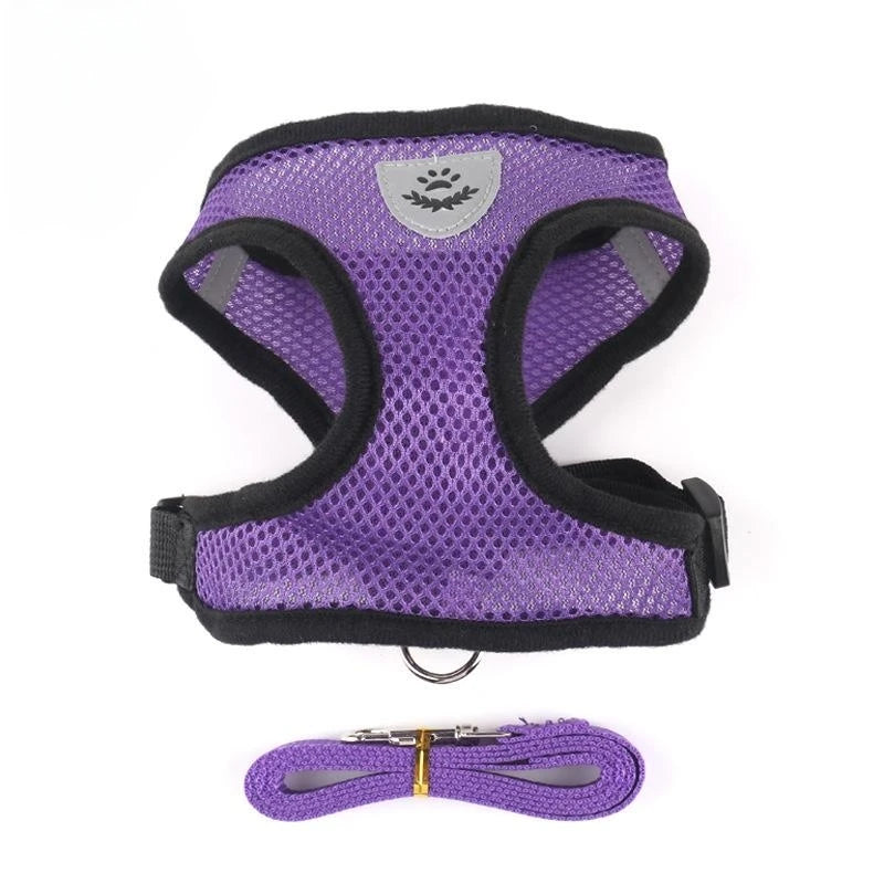 Breathable Mesh Pet Harness With Leash – Reflective Vest