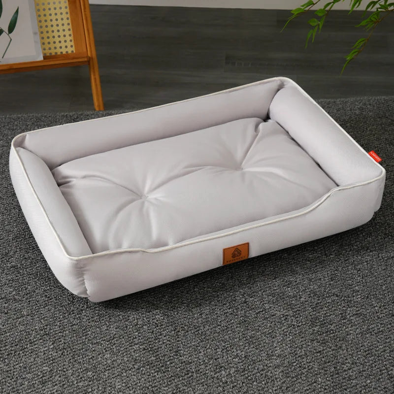 Square light gray Color Corduroy Pet Sofa Bed – Cozy Cushion for Dogs and Cats