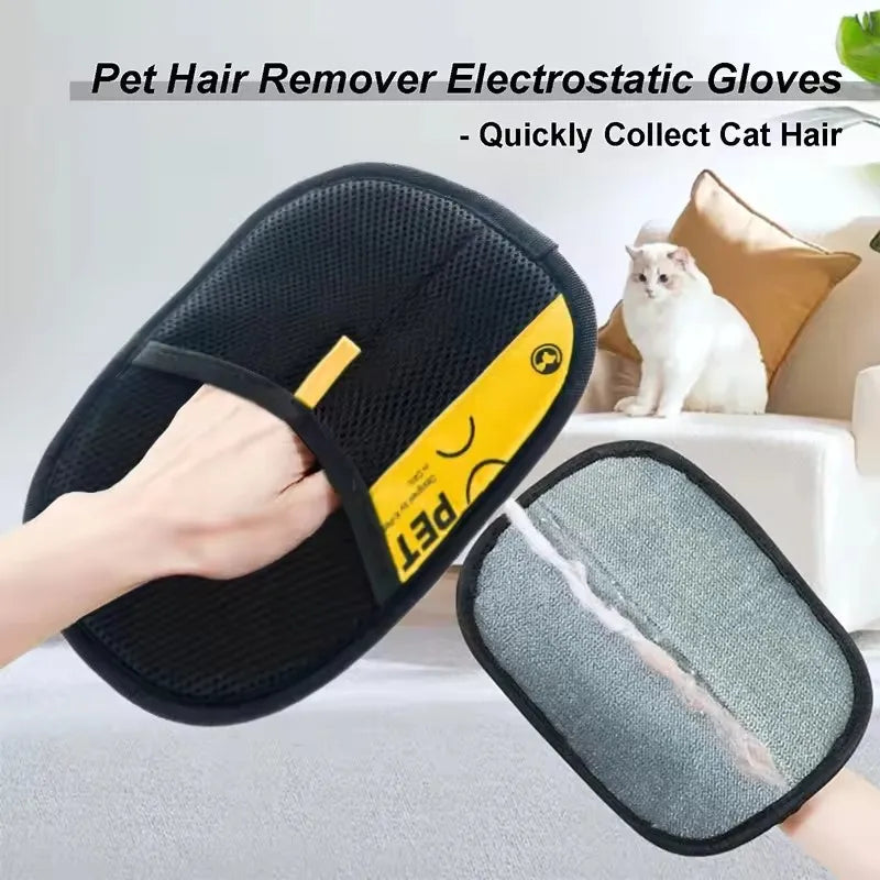 Pet Hair Remover Grooming Glove With 2-in-1 Lint Roller
