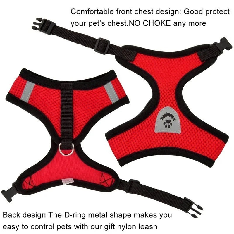 Breathable Mesh Pet Harness With Leash – Reflective Vest