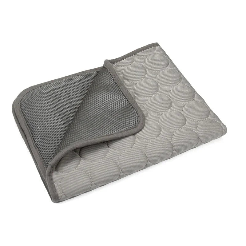 GRAY Color Summer Cooling Pet Mat Bed – Breathable Ice Silk Pad