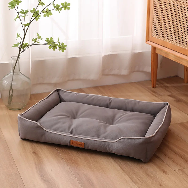 Square gray Color Corduroy Pet Sofa Bed – Cozy Cushion for Dogs and Cats