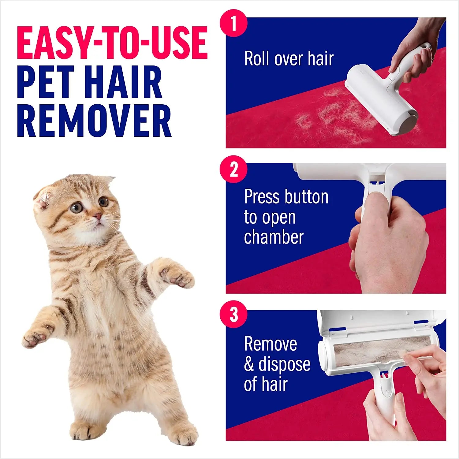 Reusable Pet Hair Remover Roller for Furniture & Fabrics