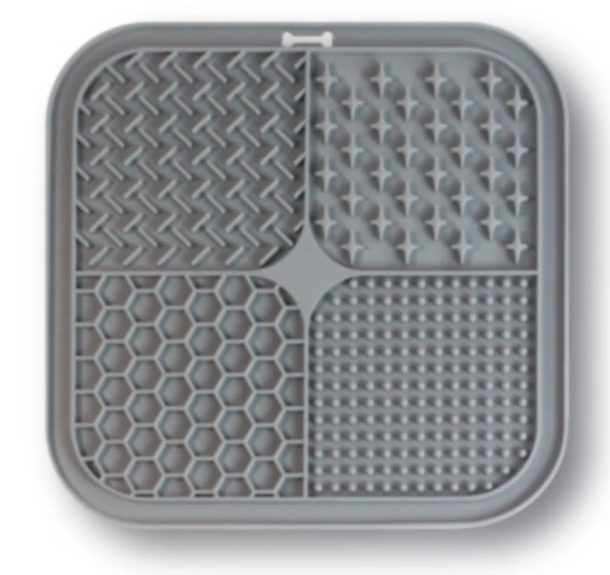 GRAY Color Silicone Pet Licking Mat Slow Feeder With Suction Cups