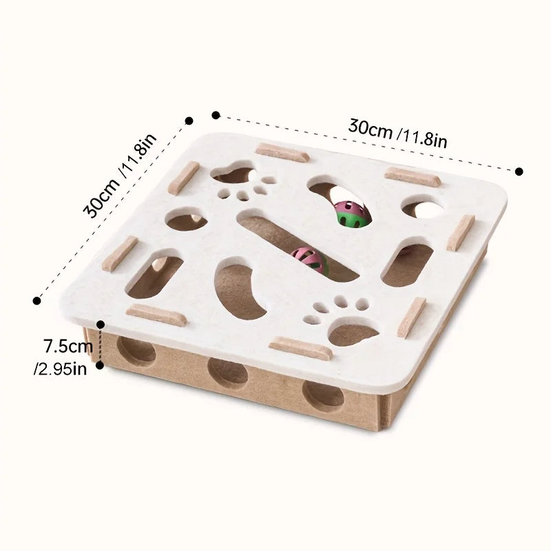 Interactive Felt Cat Puzzle Box Toy With Tunnel Maze