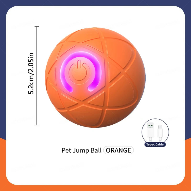 Orange X Color Interactive Smart Jumping Pet Ball – USB Rechargeable