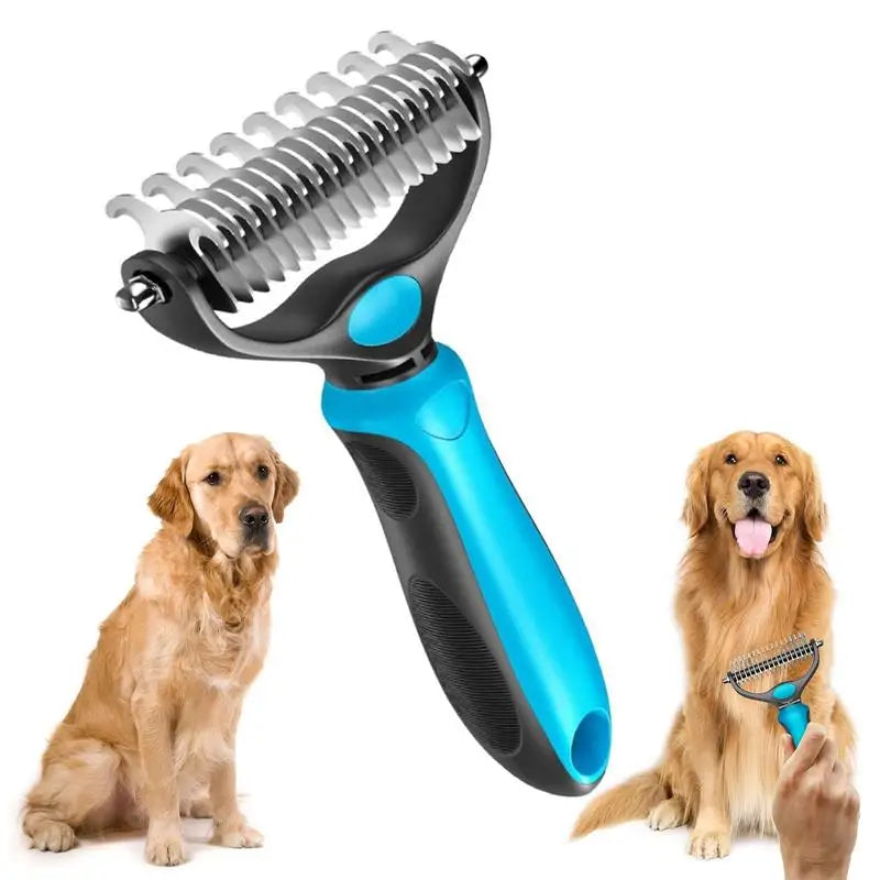 2-in-1 Pet Deshedding Brush With Dual-Sided Dematting Comb