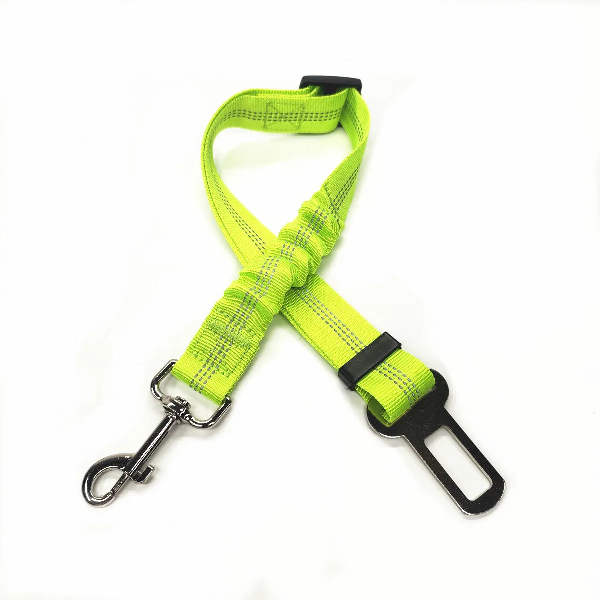 Green Color Adjustable Dog Car Seat Belt – Reflective, Shock-Absorbing