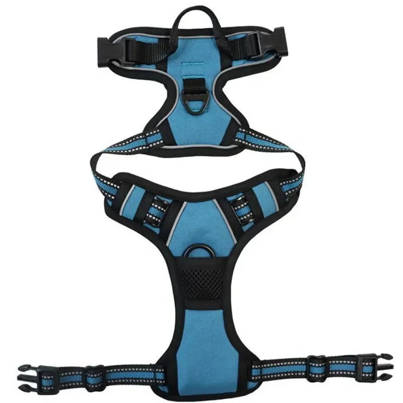 Blue Color Reflective Adjustable Dog Harness Vest – Breathable Nylon