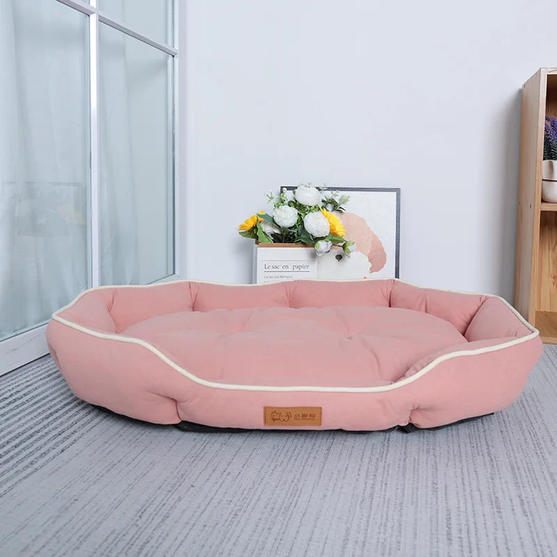 Pink Color Corduroy Pet Sofa Bed – Cozy Cushion for Dogs and Cats