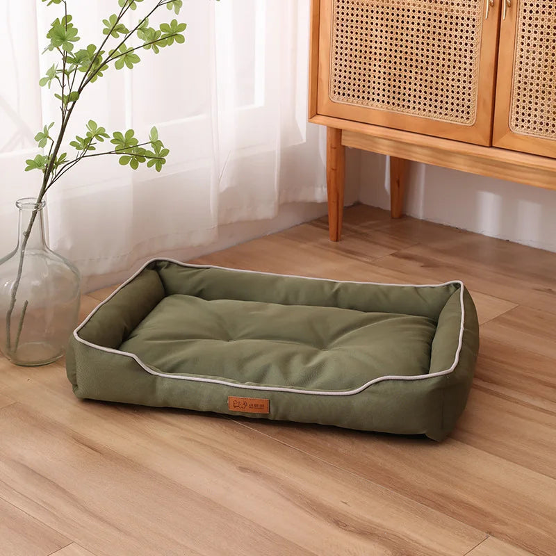 Square green Color Corduroy Pet Sofa Bed – Cozy Cushion for Dogs and Cats
