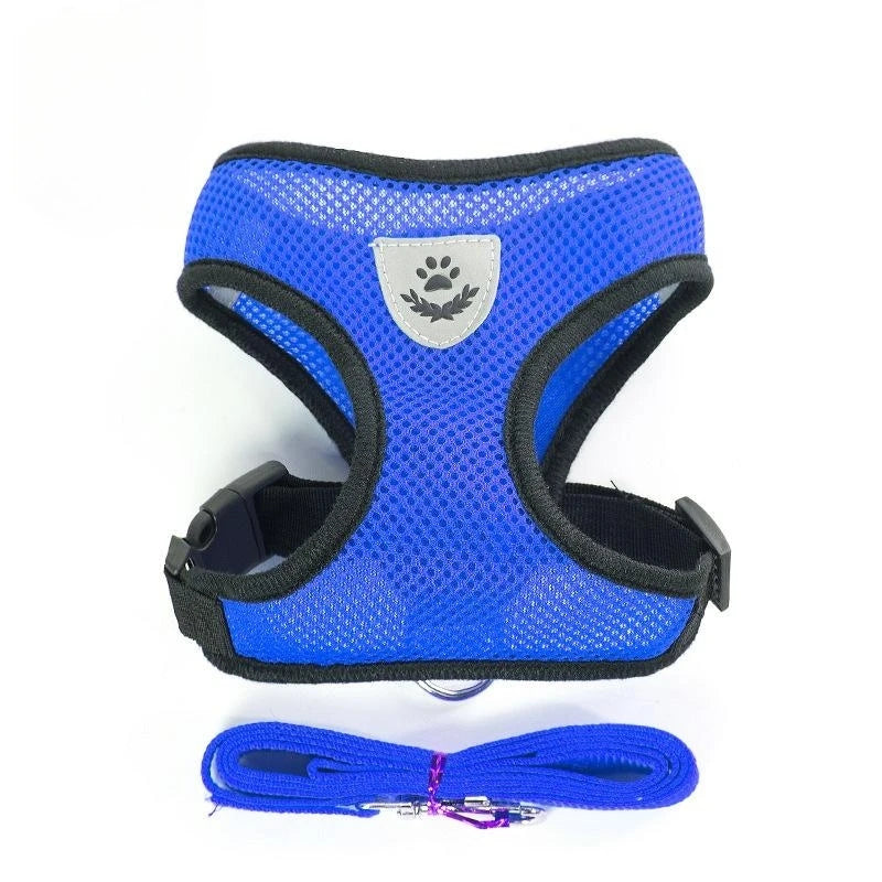 Breathable Mesh Pet Harness With Leash – Reflective Vest