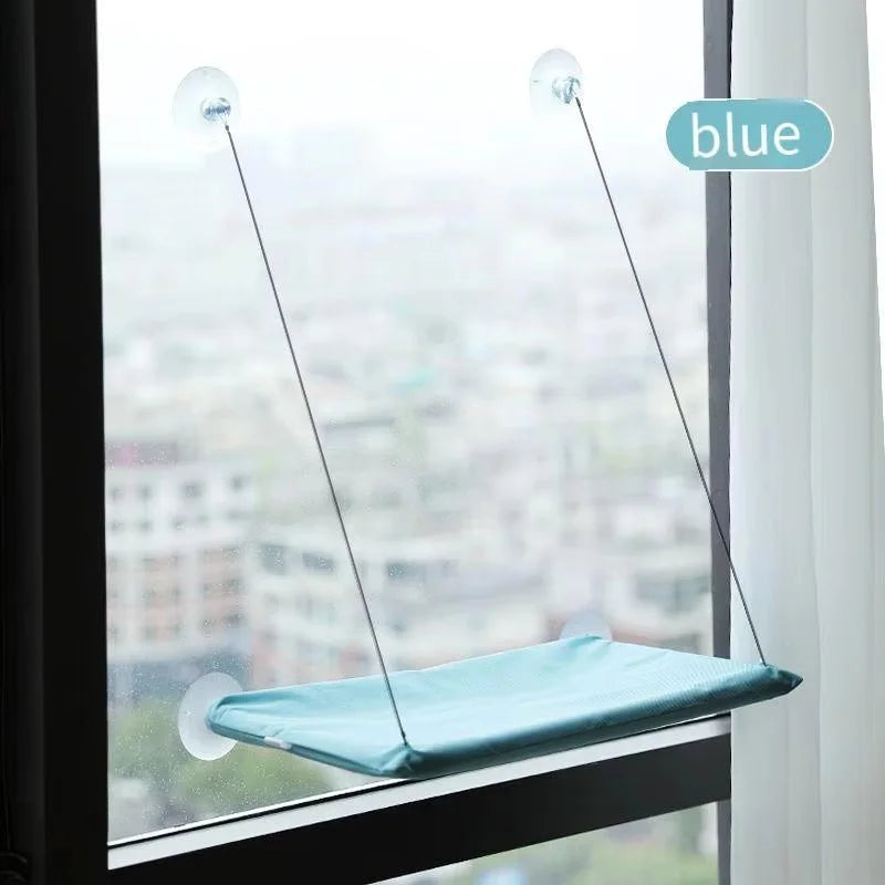 Light Cyan Color Cat Window Hammock Bed With Strong Suction Cups