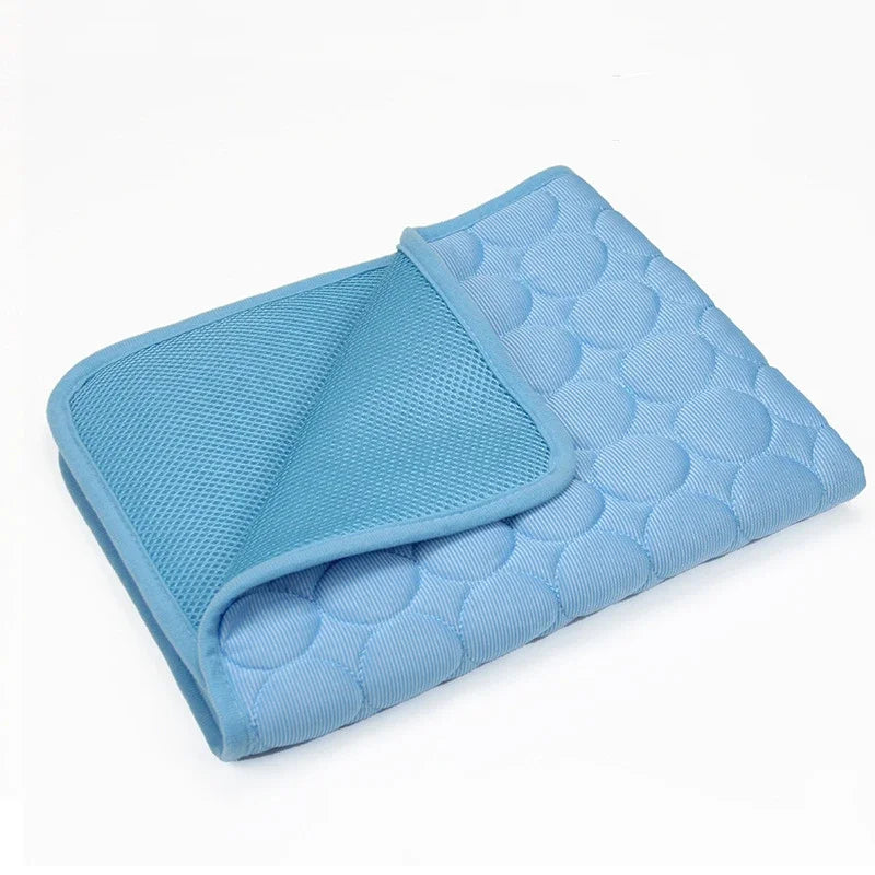 Blue Color Summer Cooling Pet Mat Bed – Breathable Ice Silk Pad