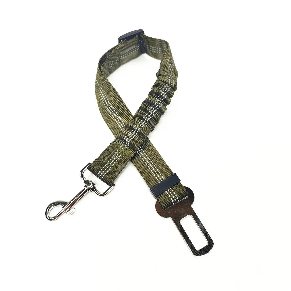 Army Green Color Adjustable Dog Car Seat Belt – Reflective, Shock-Absorbing