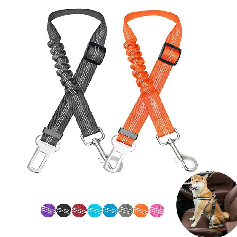 Adjustable Dog Car Seat Belt – Reflective, Shock-Absorbing