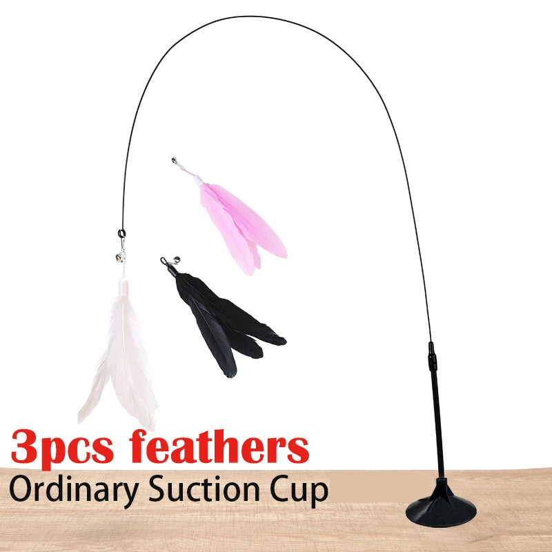 Ordinary suction set Color Interactive Feather Cat Wand Toy With Suction Cup