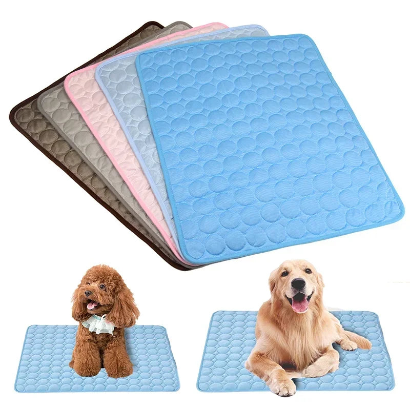 Summer Cooling Pet Mat Bed – Breathable Ice Silk Pad