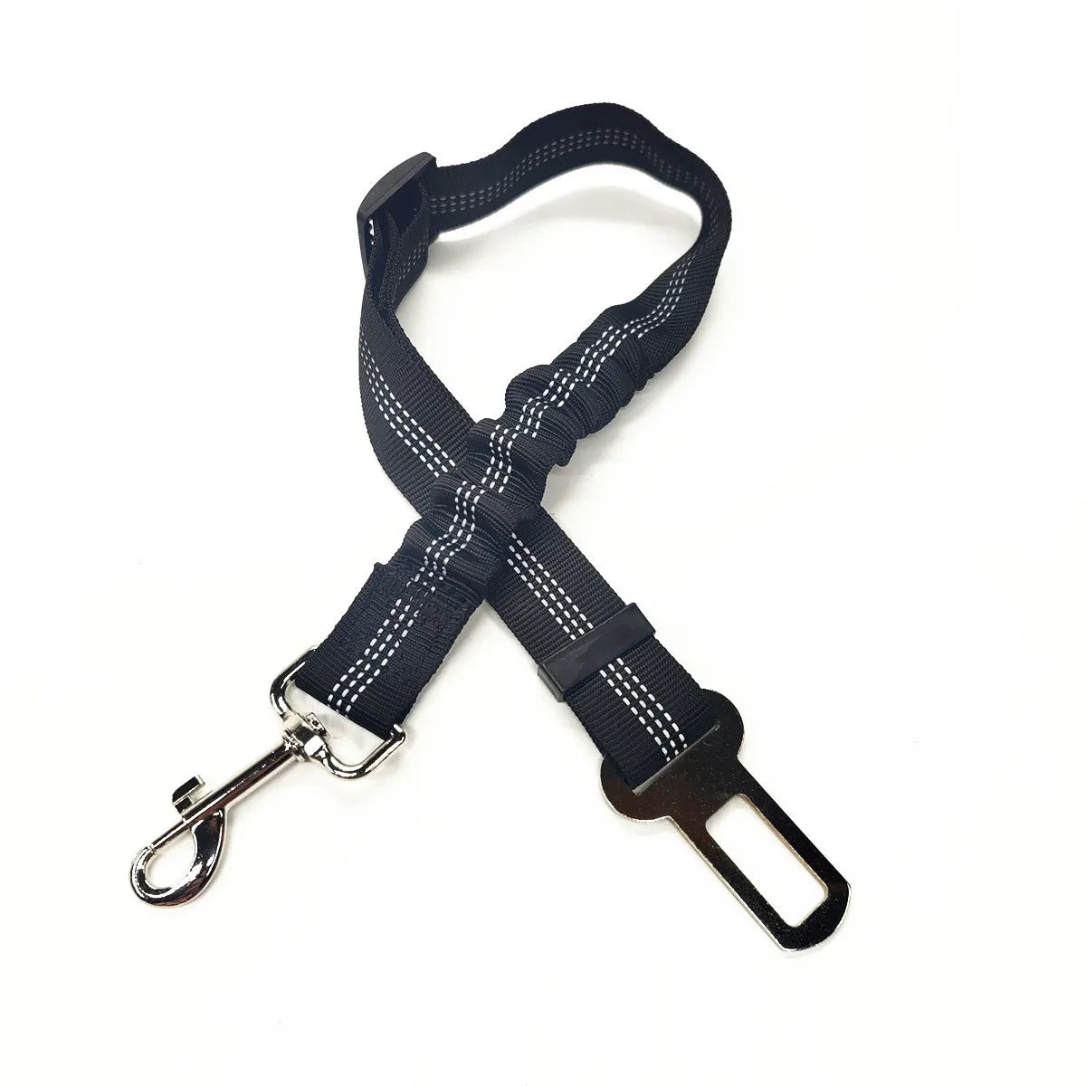 black Color Adjustable Dog Car Seat Belt – Reflective, Shock-Absorbing