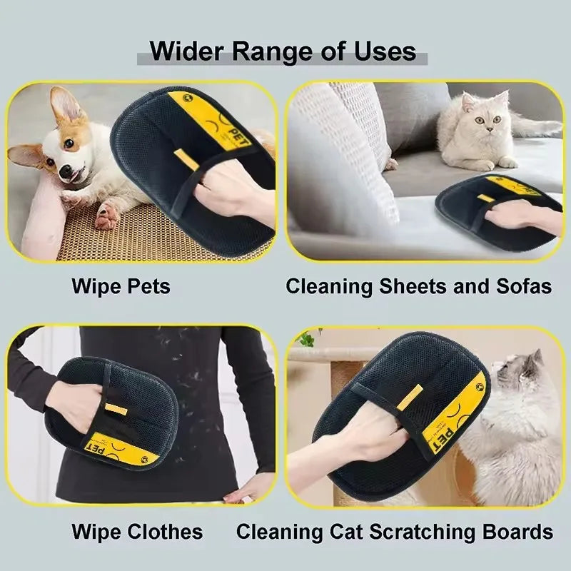 Pet Hair Remover Grooming Glove With 2-in-1 Lint Roller