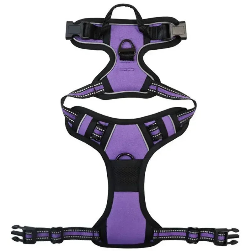Purple Color Reflective Adjustable Dog Harness Vest – Breathable Nylon