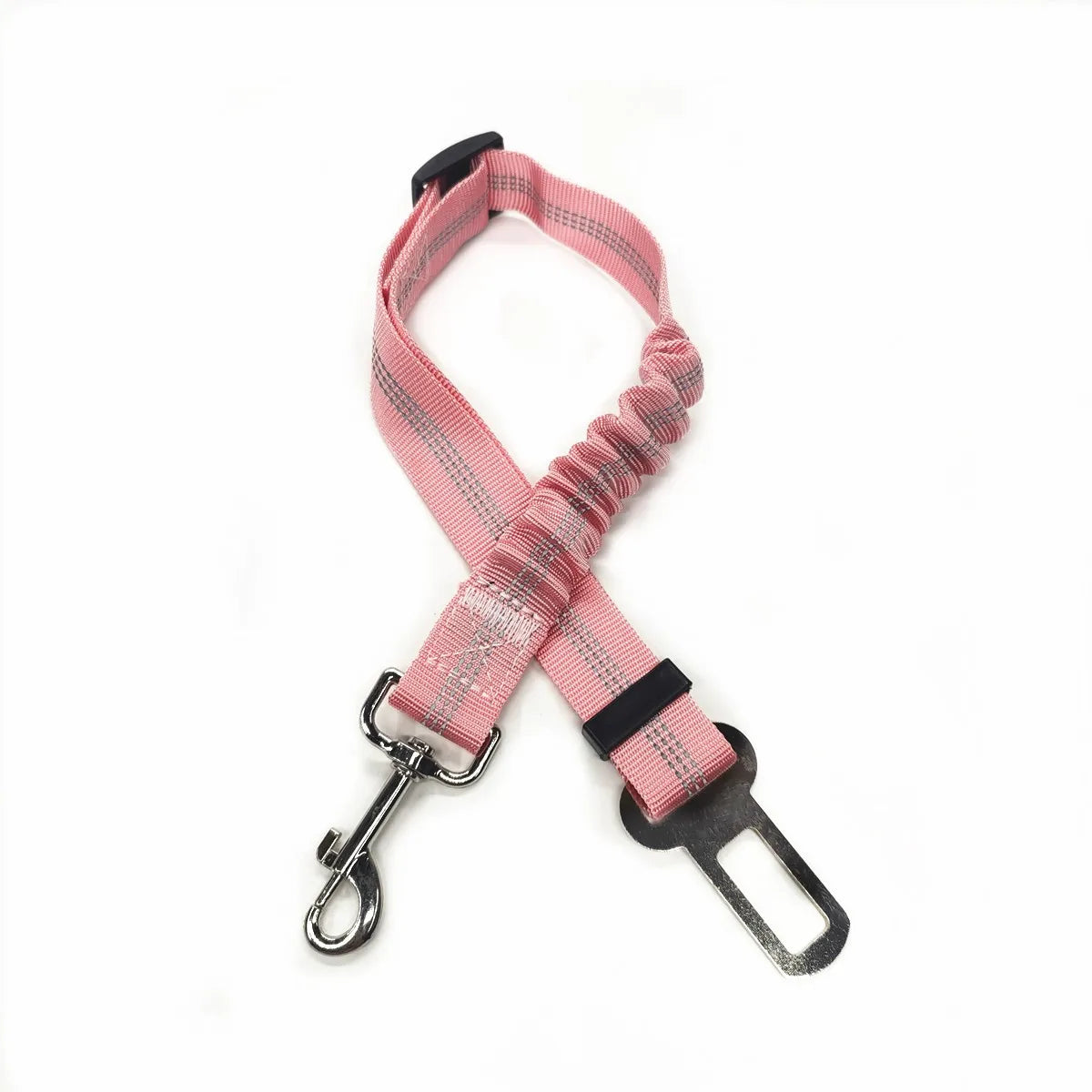 Light  Pink Color Adjustable Dog Car Seat Belt – Reflective, Shock-Absorbing