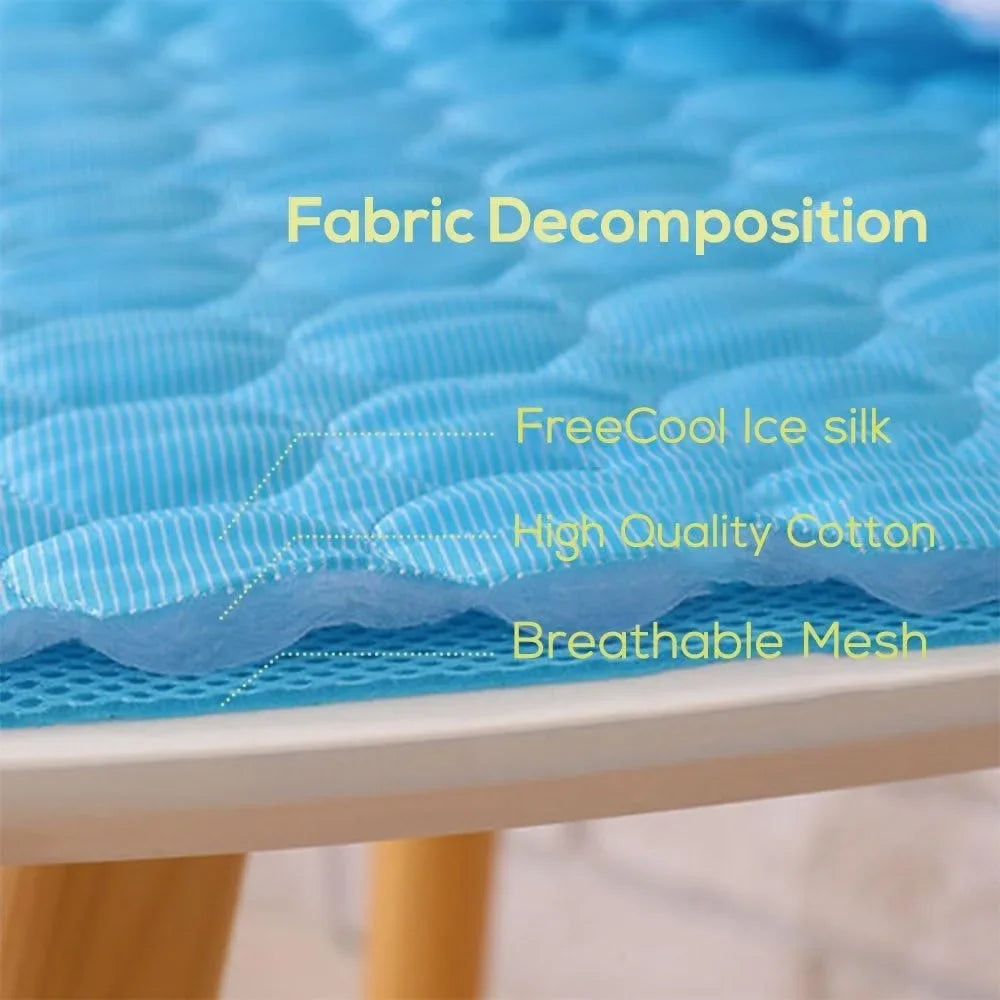 Summer Cooling Pet Mat Bed – Breathable Ice Silk Pad