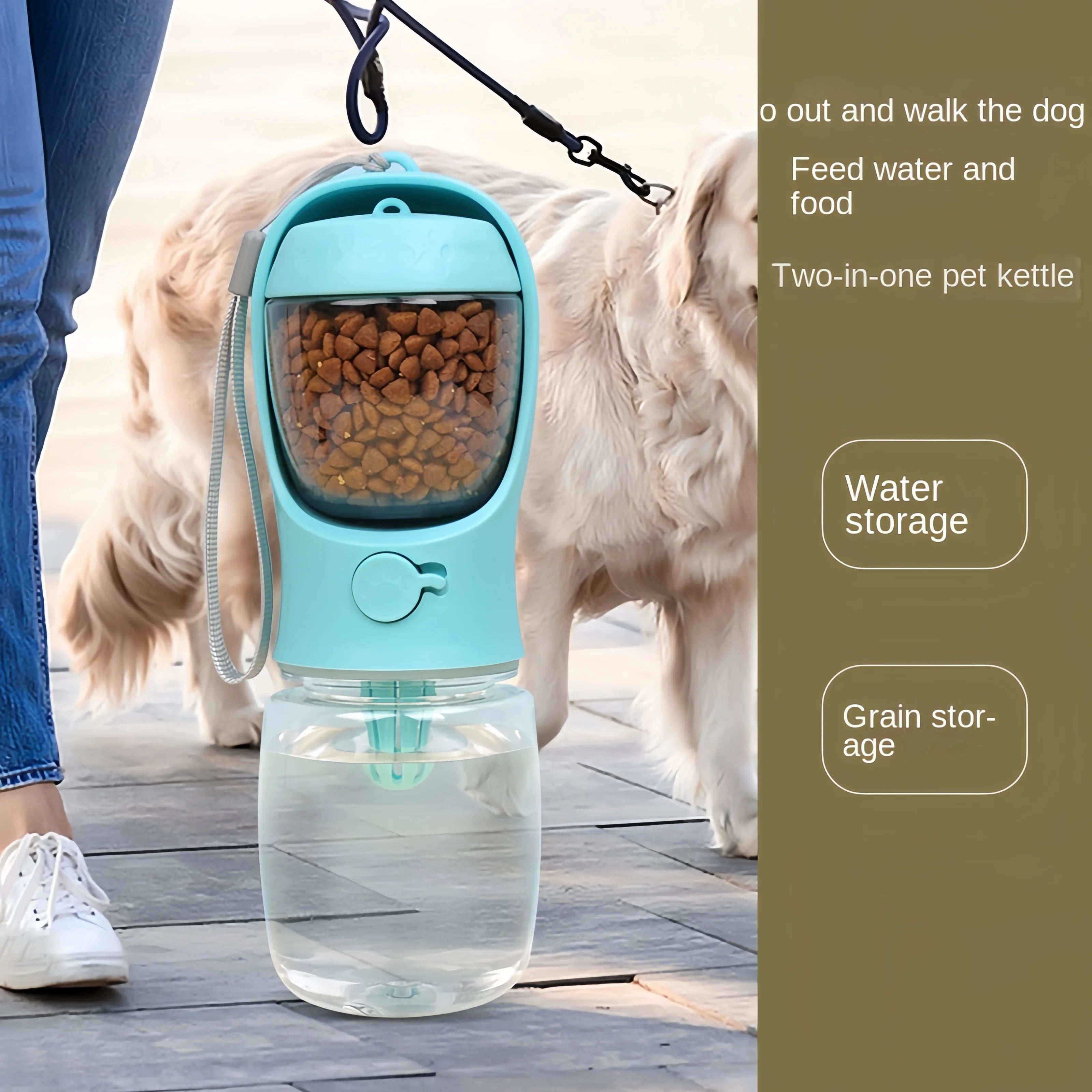 Portable Dog Water Bottle With Food Storage Bowl