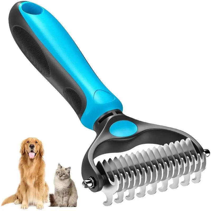 2-in-1 Pet Deshedding Brush With Dual-Sided Dematting Comb