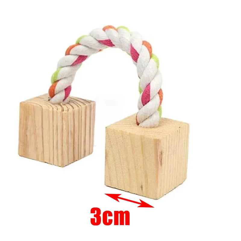 Style 8 Color Wooden Chew Toys For Small Pets – Roller, Bell & Dumbbell