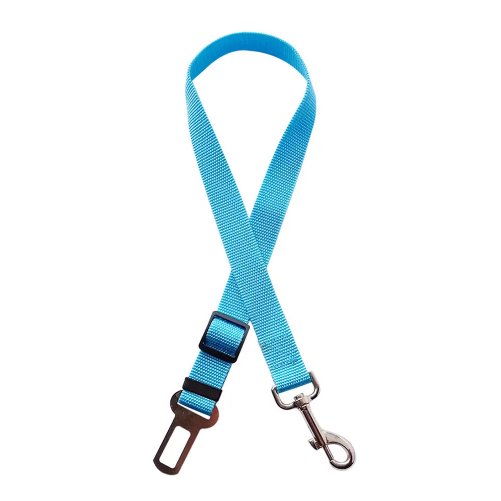 CWQY-4-Sky Blue Color Adjustable Dog Car Seat Belt – Reflective, Shock-Absorbing